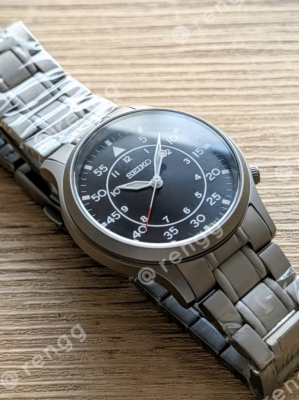 Slim 36mm Full Titanium Seiko Men's Black Dress Mod Watch Smooth Sweep Second